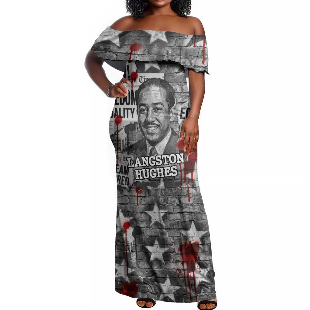 africa urban design dresses Langston Hughes Off Shoulder Maxi Dress Brick Wall with Protest Art and Poetry Powerful Quotes by African Pride Size:XXXXL(8yrs) off-shore collective traditional african dresses Steel Airmen earn coveted and as a classy