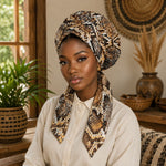 African Wild Animal Skins Easy Headwrap Vintage Snake Skin Pattern