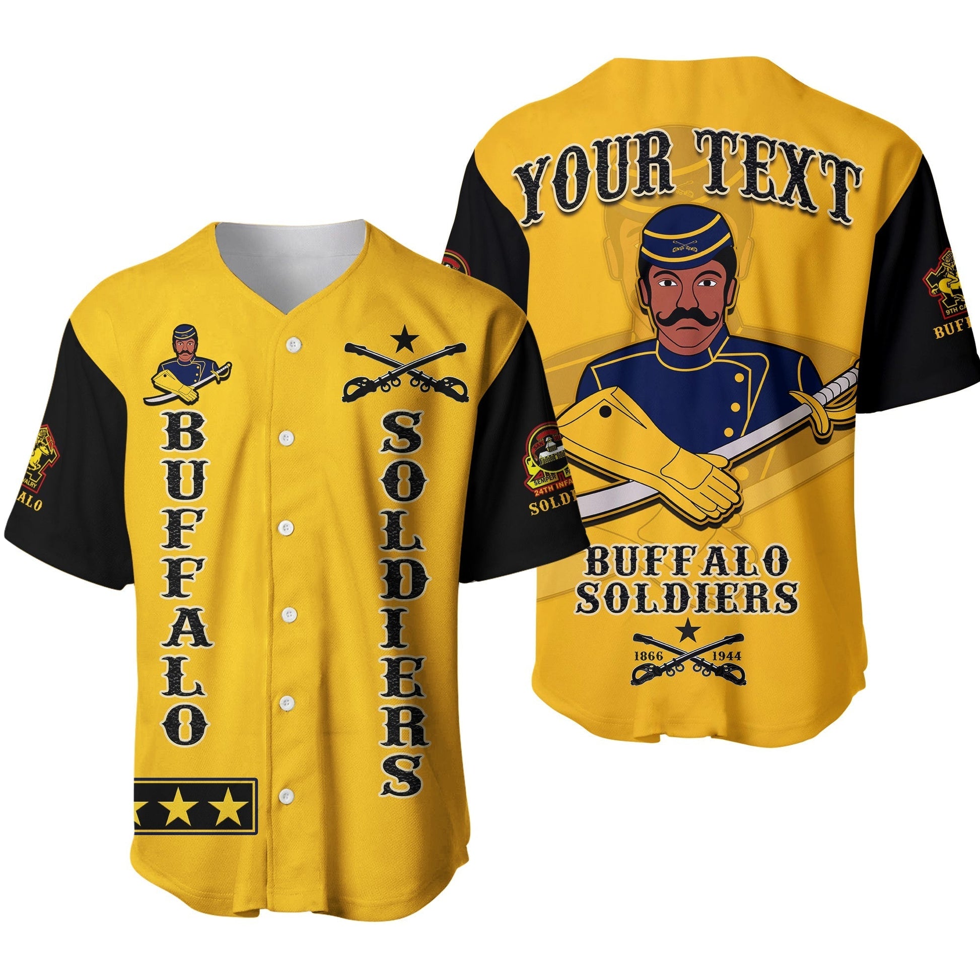 Personalized Buffalo Soldiers Baseball Jersey Motorcycle BSMC Club Ver.01  - African Pride