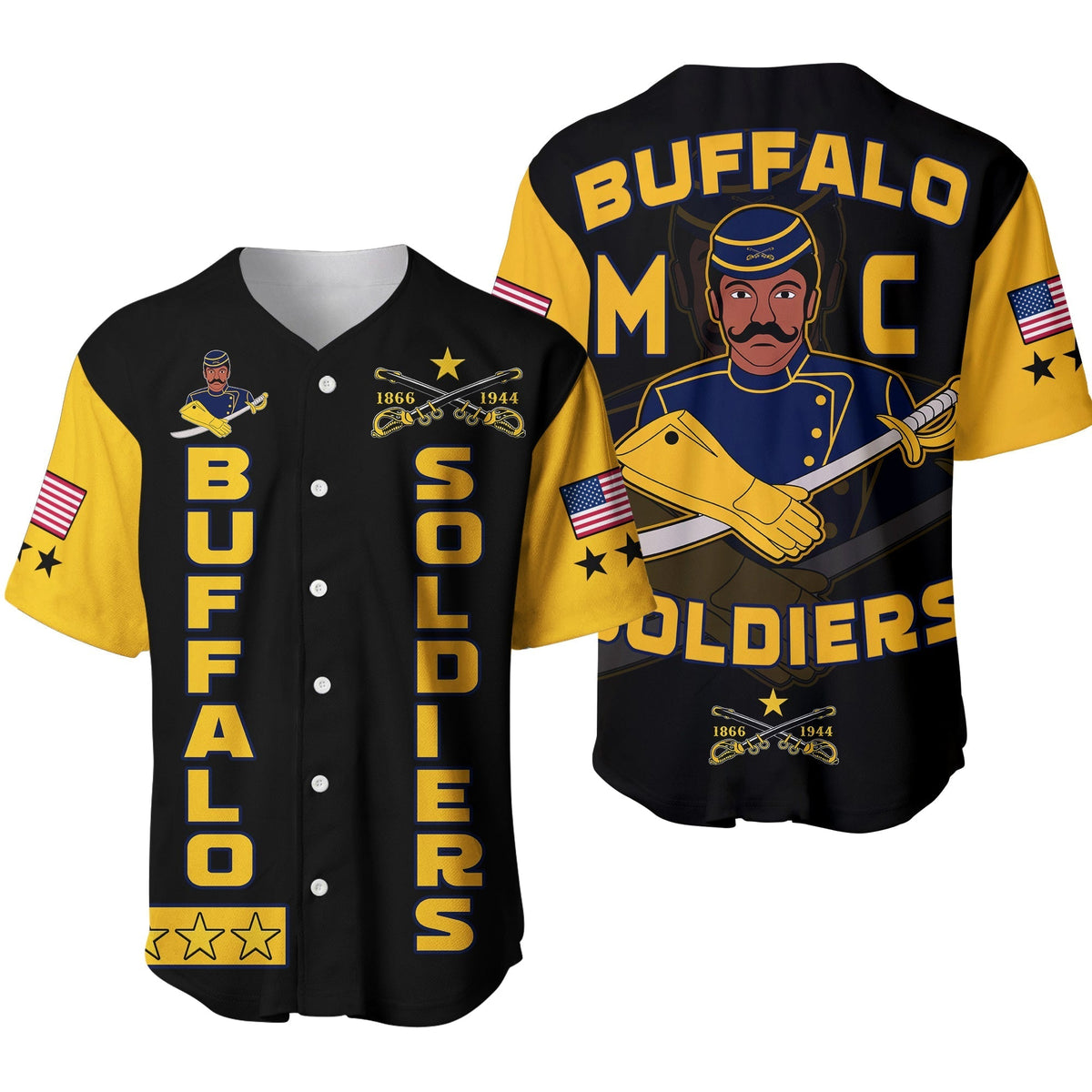 Buffalo Soldiers Baseball Jersey BSMC Club Adore Motorcycle Ver.01  - African Pride