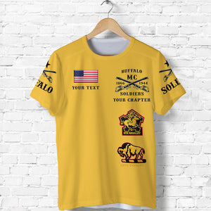 Custom Buffalo Soldiers Motorcycle Club BSMC T Shirt Original Style Gold  - African Pride