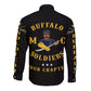 Personalized Buffalo Soldiers Motorcycle Club BSMC Hawaii Long Sleeve Button Shirt Original Style - Black  - African Pride