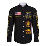 Personalized Buffalo Soldiers Motorcycle Club BSMC Hawaii Long Sleeve Button Shirt Original Style - Black  - African Pride