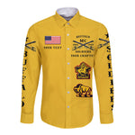 Personalized Buffalo Soldiers Motorcycle Club BSMC Hawaii Long Sleeve Button Shirt Original Style - Gold  - African Pride