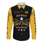 Personalized Buffalo Soldiers Hawaii Long Sleeve Button Shirt African American Military Simple Style - Black Gold  - African Pride