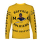 Personalized Buffalo Soldiers Motorcycle Club BSMC Long Sleeve Shirt Simple Style - Gold  - African Pride