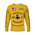 Personalized Buffalo Soldiers Motorcycle Club BSMC Long Sleeve Shirt Simple Style - Gold  - African Pride