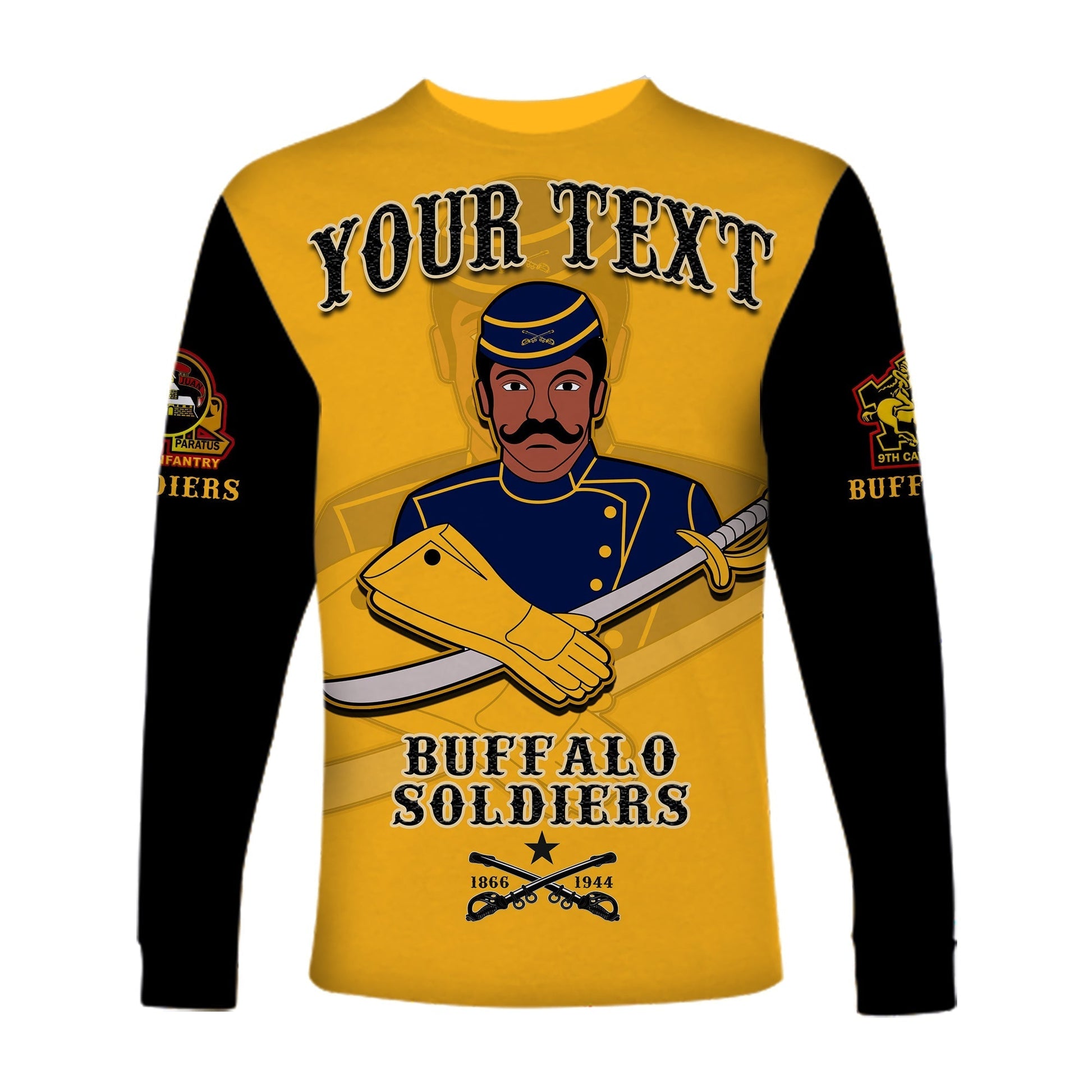 Personalized Buffalo Soldiers Long Sleeve Shirt Motorcycle BSMC Club  - African Pride