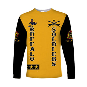 Personalized Buffalo Soldiers Long Sleeve Shirt Motorcycle BSMC Club  - African Pride