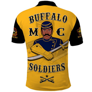 Buffalo Soldiers Polo Shirt Motorcycle BSMC Club  - African Pride