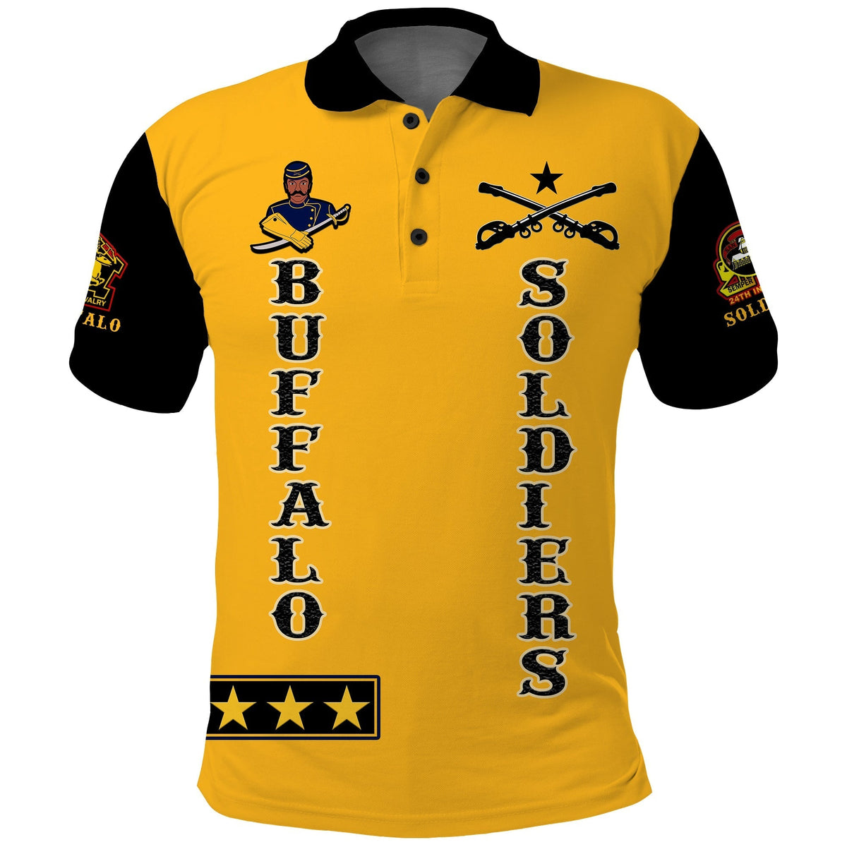 Custom Buffalo Soldiers Polo Shirt Motorcycle BSMC Club  - African Pride