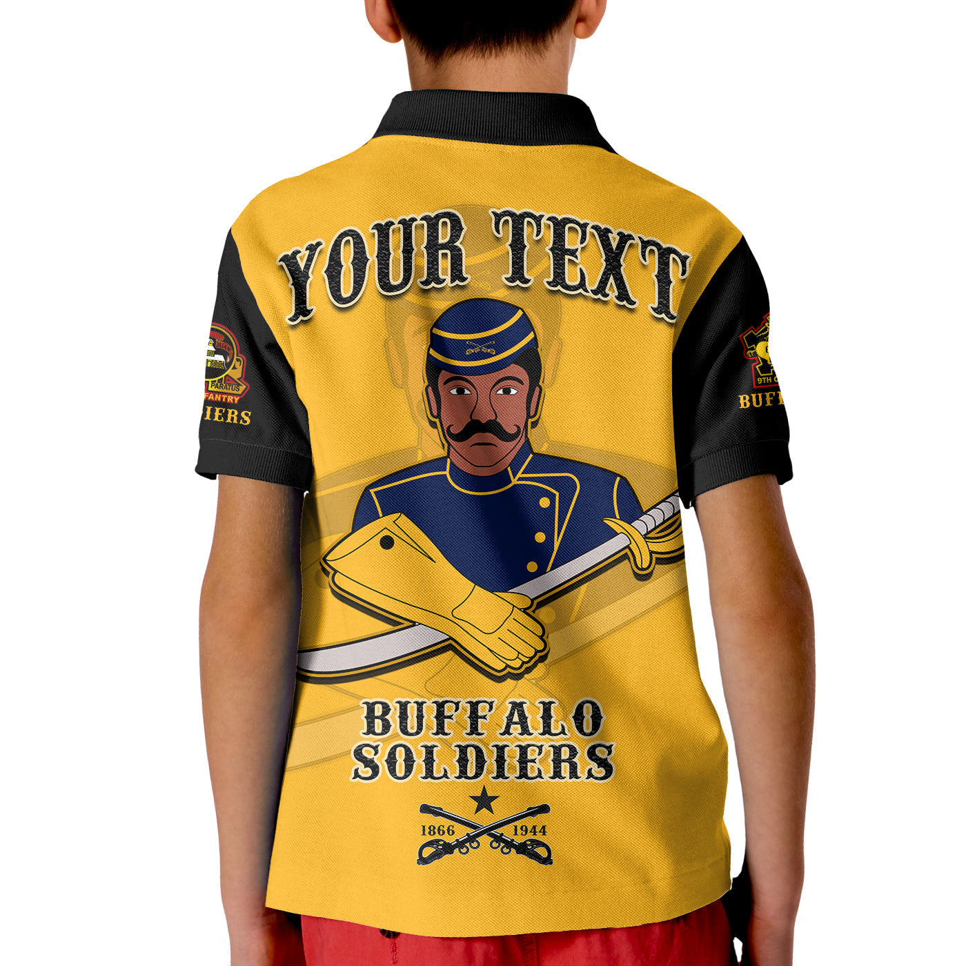 Custom Buffalo Soldiers Polo Shirt Motorcycle BSMC Club  - African Pride