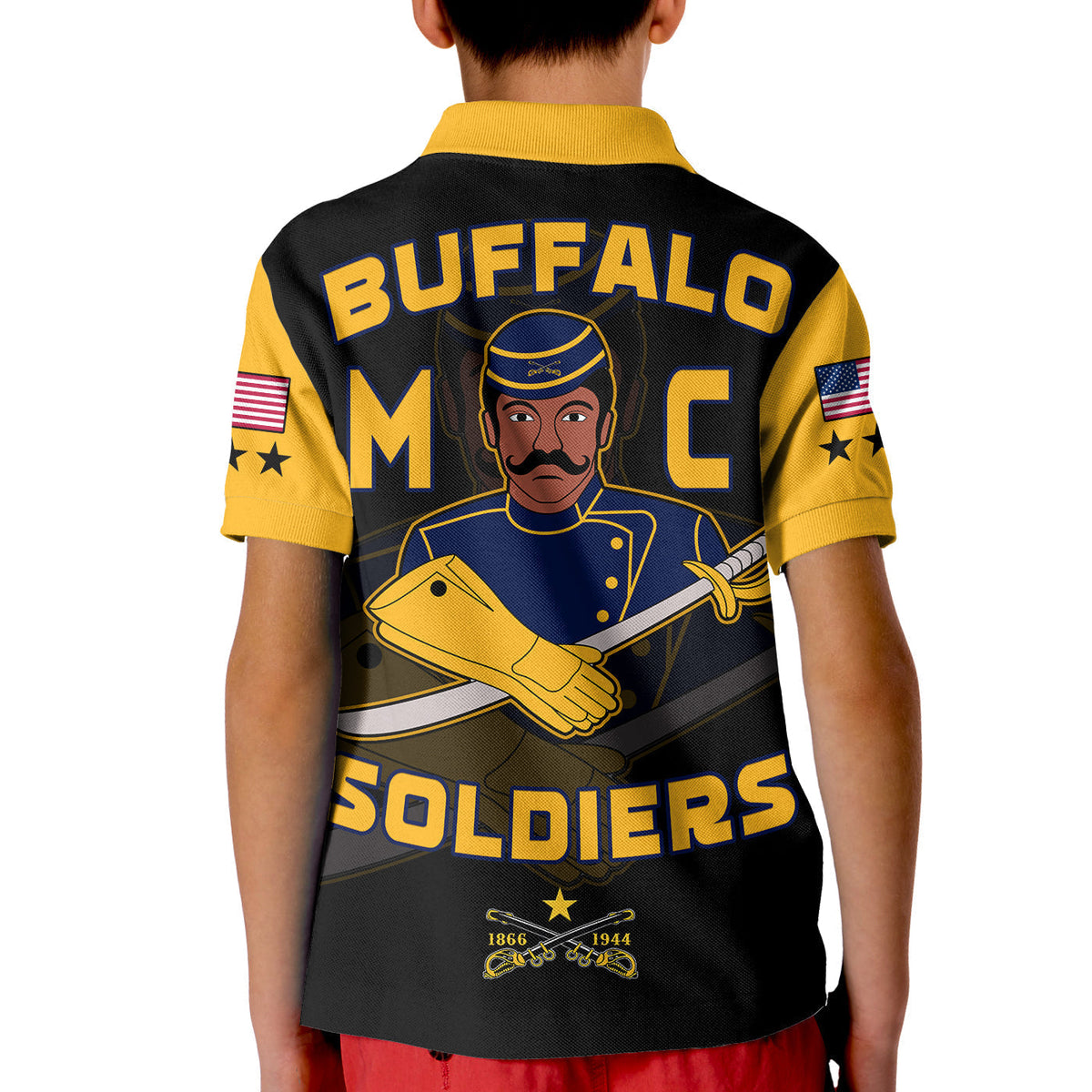 Buffalo Soldiers Polo Shirt KID BSMC Club Adore Motorcycle  - African Pride