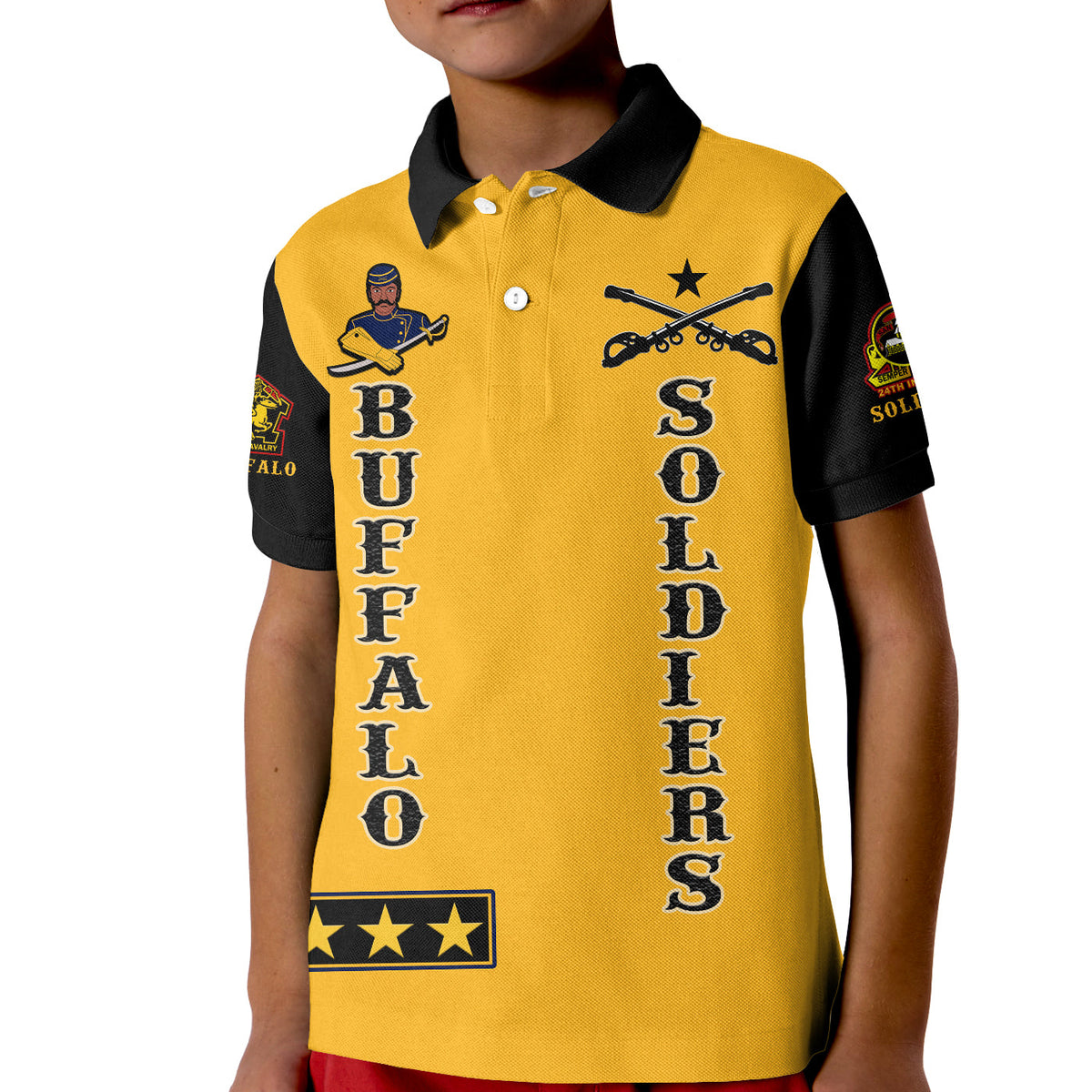 Buffalo Soldiers Polo Shirt Motorcycle BSMC Club  - African Pride
