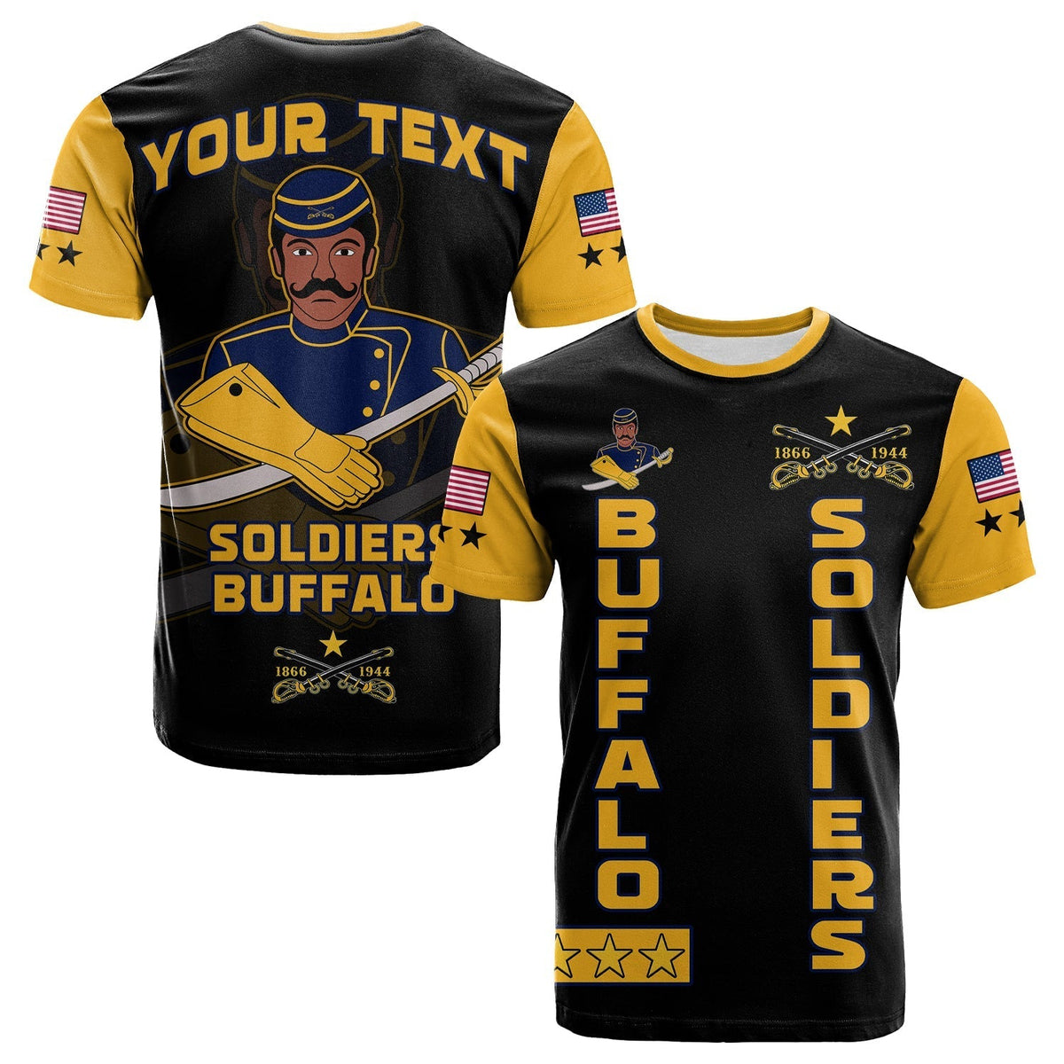 Custom Buffalo Soldiers T Shirt BSMC Club Adore Motorcycle  - African Pride