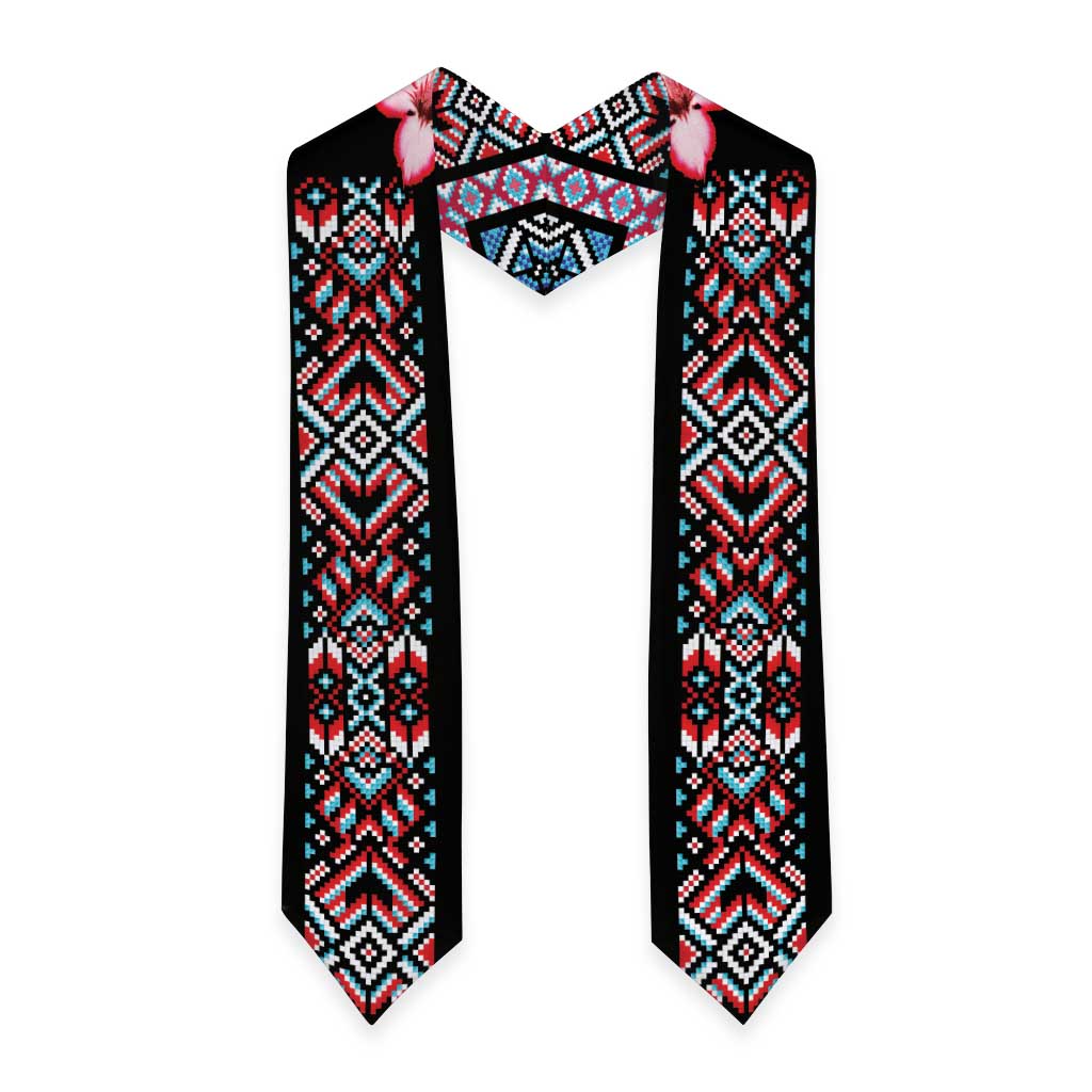 African Adenium Multiflorum Flowers Graduation Stole Mix Native Tribal Pattern