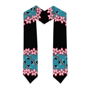African Adenium Multiflorum Flowers Graduation Stole with Kente Style