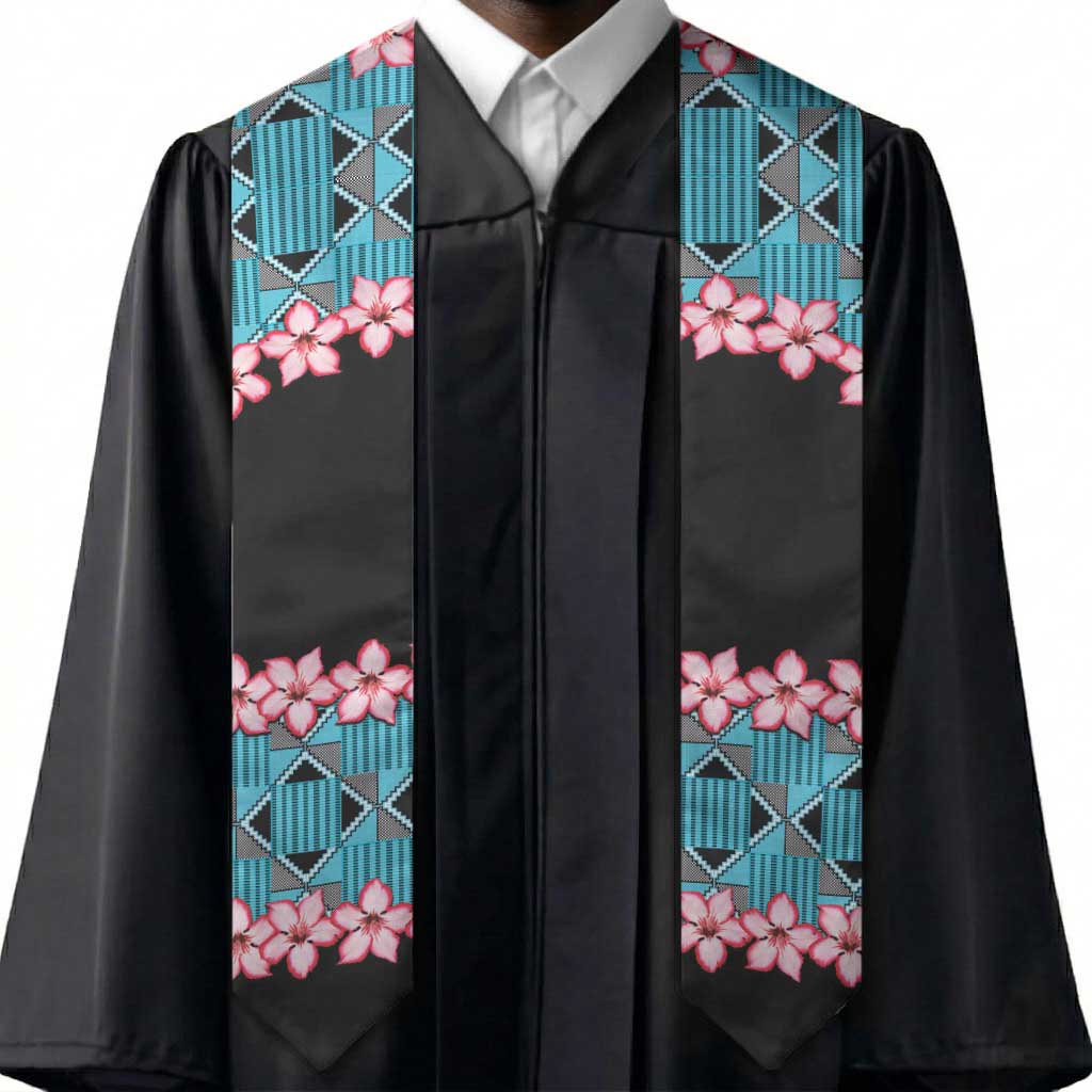 African Adenium Multiflorum Flowers Graduation Stole with Kente Style