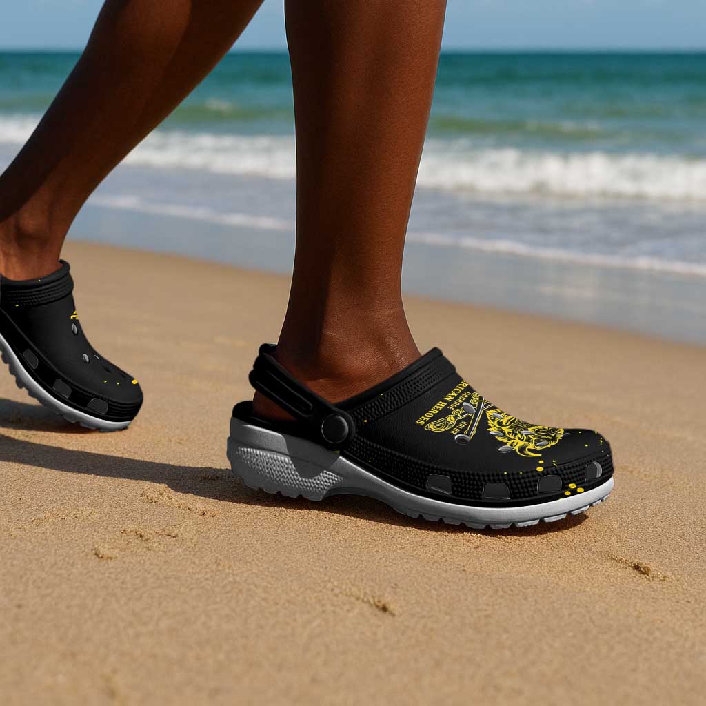 African-American Heroes Clogs Shoes Bison Buffalo Soldiers - Black Grunge Style - African Pride