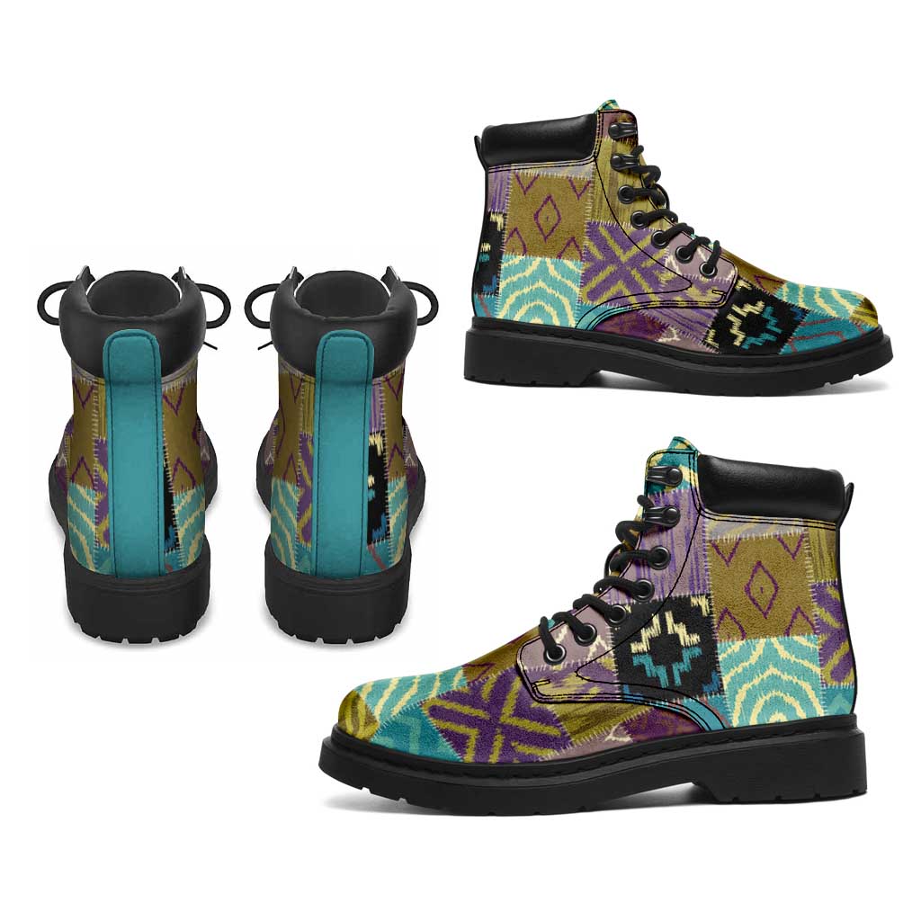 African American Quilt Inspired All Season Boots Cultural Heritage Ethnic Quilt Pattern
