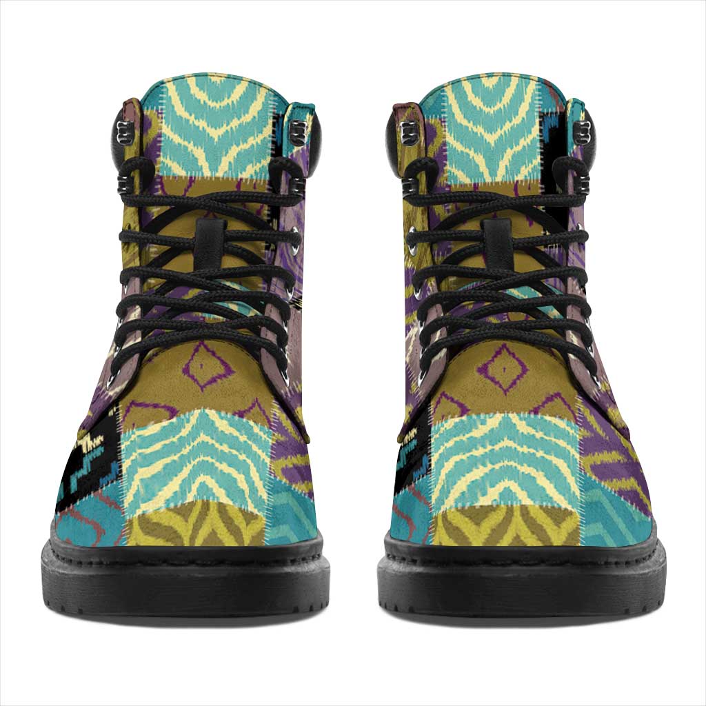African American Quilt Inspired All Season Boots Cultural Heritage Ethnic Quilt Pattern