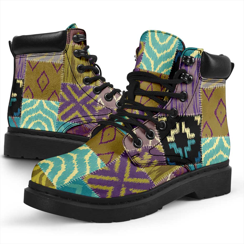 African American Quilt Inspired All Season Boots Cultural Heritage Ethnic Quilt Pattern