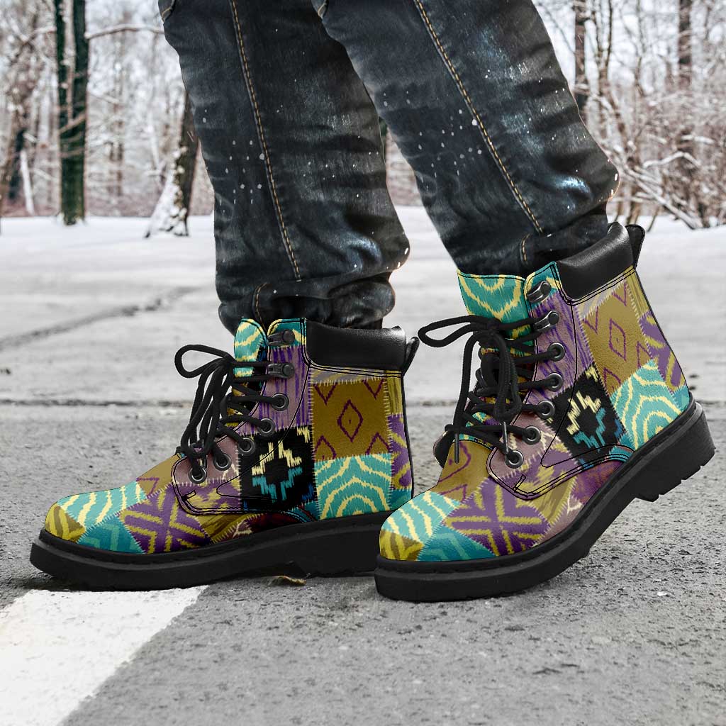 African American Quilt Inspired All Season Boots Cultural Heritage Ethnic Quilt Pattern