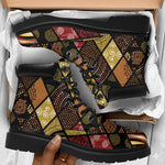 African American Quilt Inspired All Season Boots Ethnic Bohemian Rhombus Patchwork
