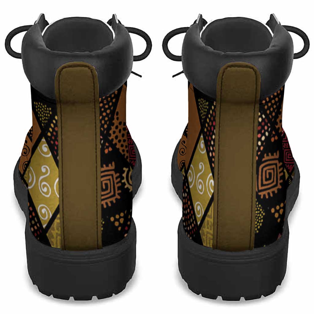 African American Quilt Inspired All Season Boots Ethnic Bohemian Rhombus Patchwork