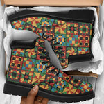 African American Quilt Inspired All Season Boots Freedom Quilt Symbolic Patchwork