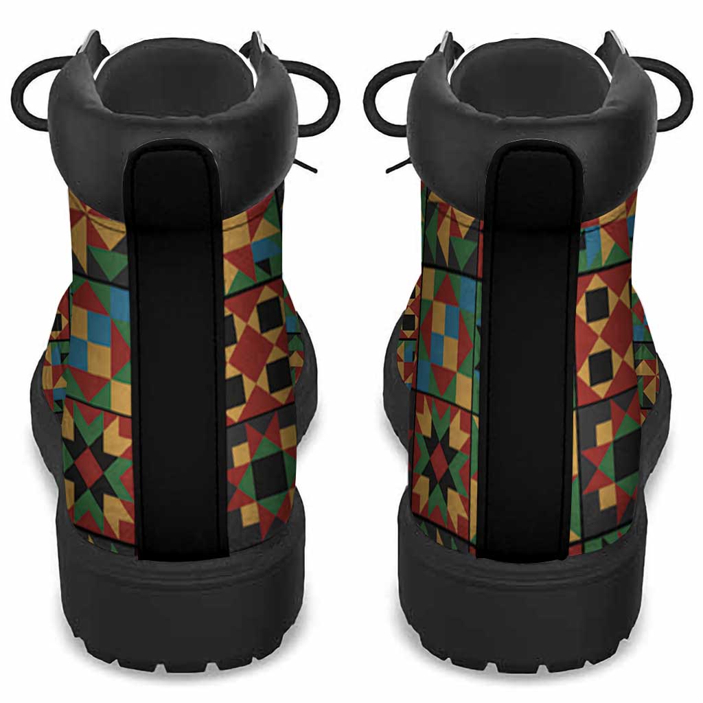 African American Quilt Inspired All Season Boots Freedom Quilt Symbolic Patchwork