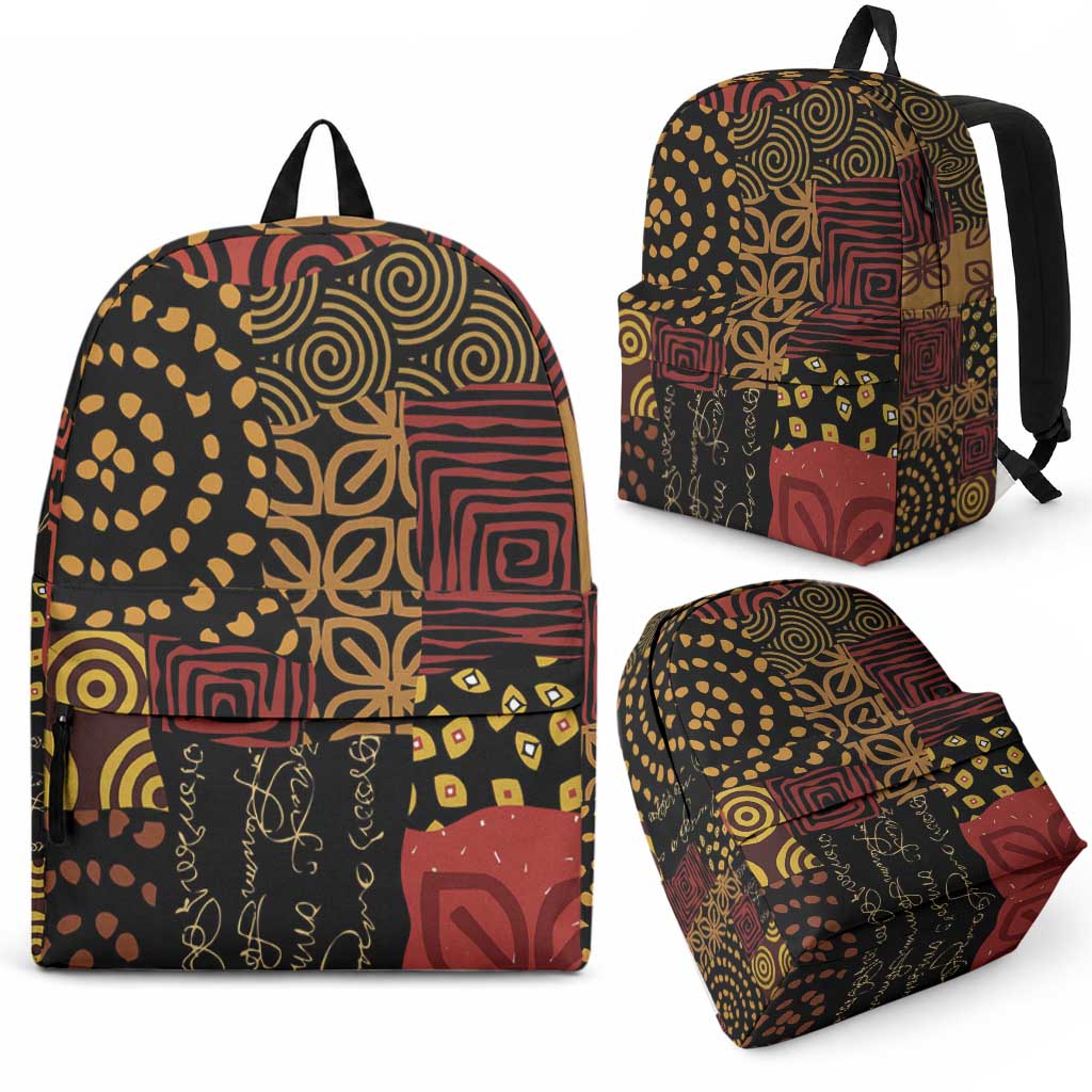 African American Quilt Inspired Backpack Earth Tone African Patchwork Motif