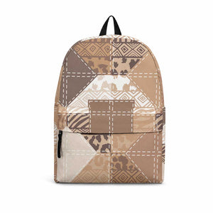 African American Quilt Inspired Backpack Wild Animal Skin African Beige Tribal Elements