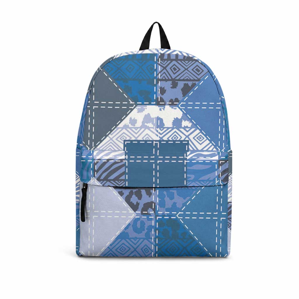 African American Quilt Inspired Backpack Wild Animal Skin African Blue Tribal Elements