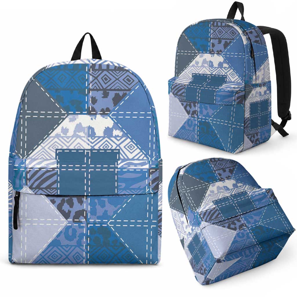 African American Quilt Inspired Backpack Wild Animal Skin African Blue Tribal Elements