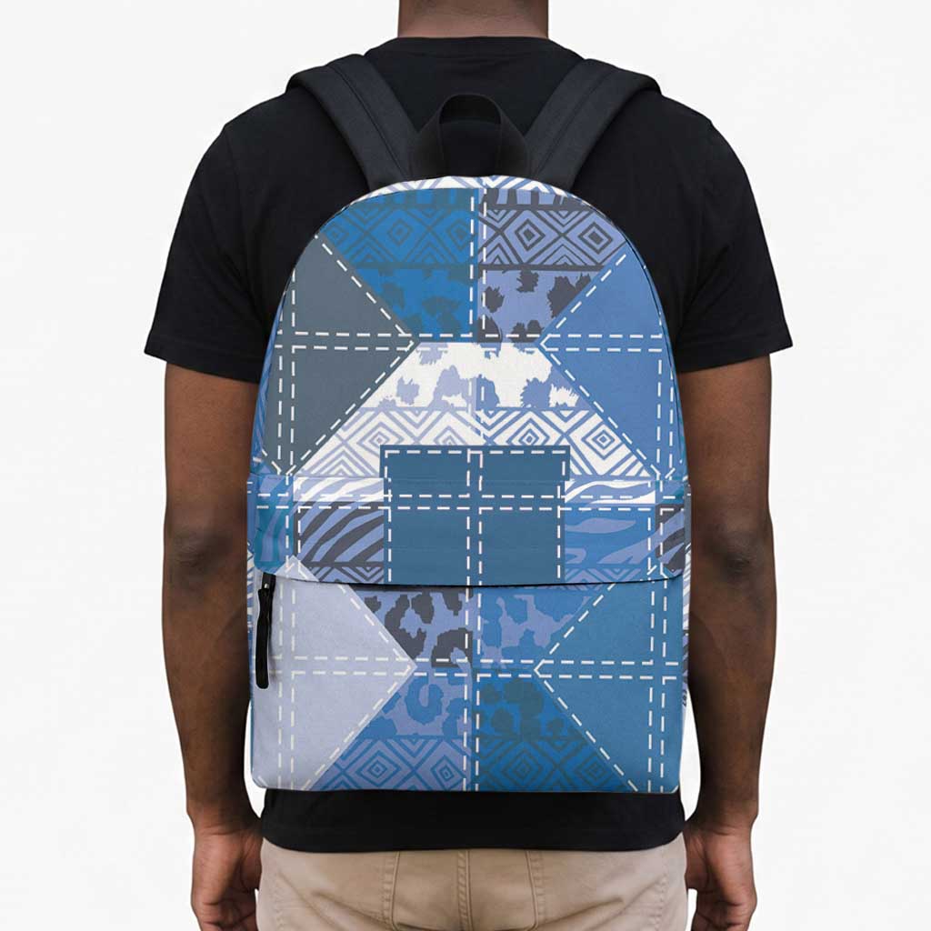 African American Quilt Inspired Backpack Wild Animal Skin African Blue Tribal Elements