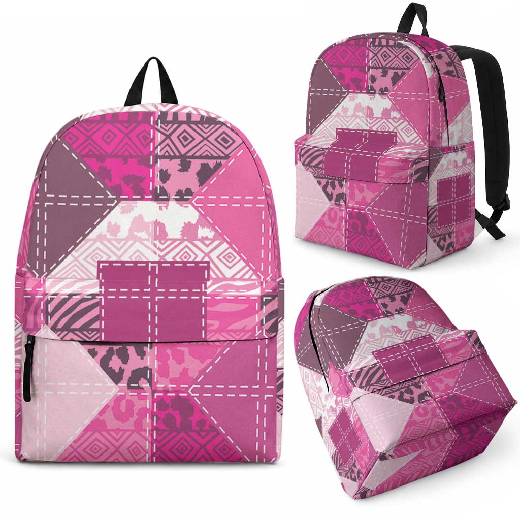 African American Quilt Inspired Backpack Wild Animal Skin African Pink Tribal Elements