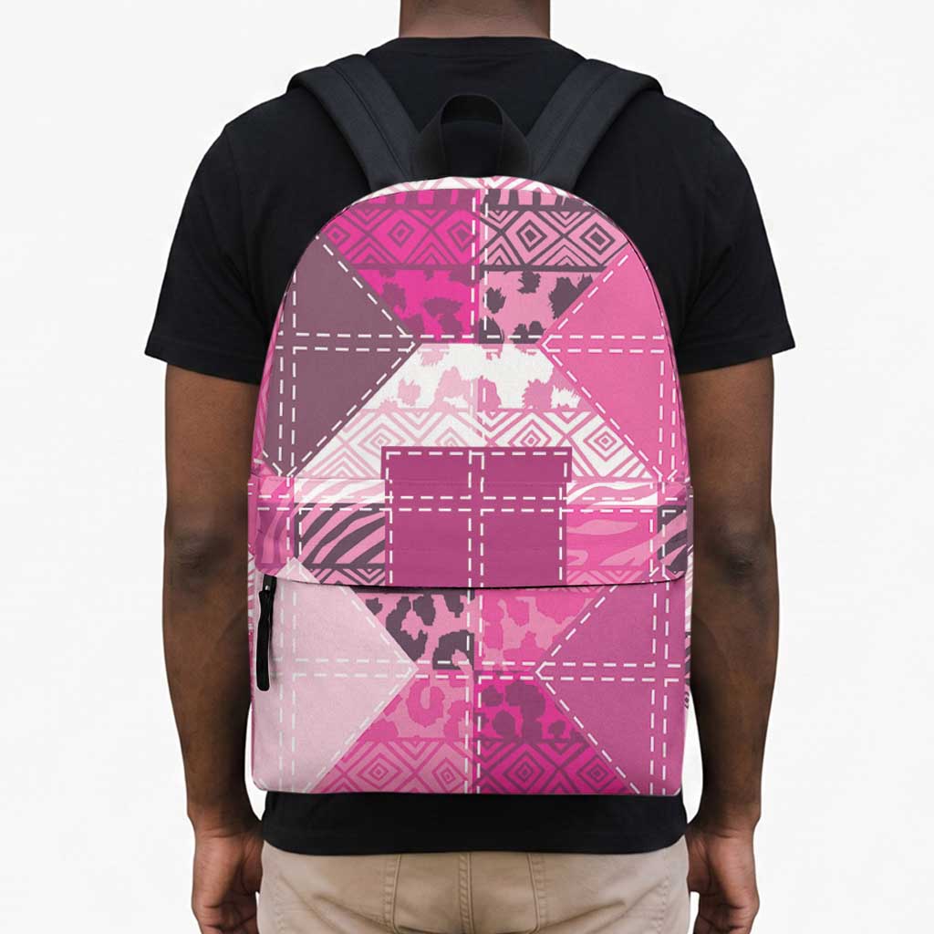 African American Quilt Inspired Backpack Wild Animal Skin African Pink Tribal Elements