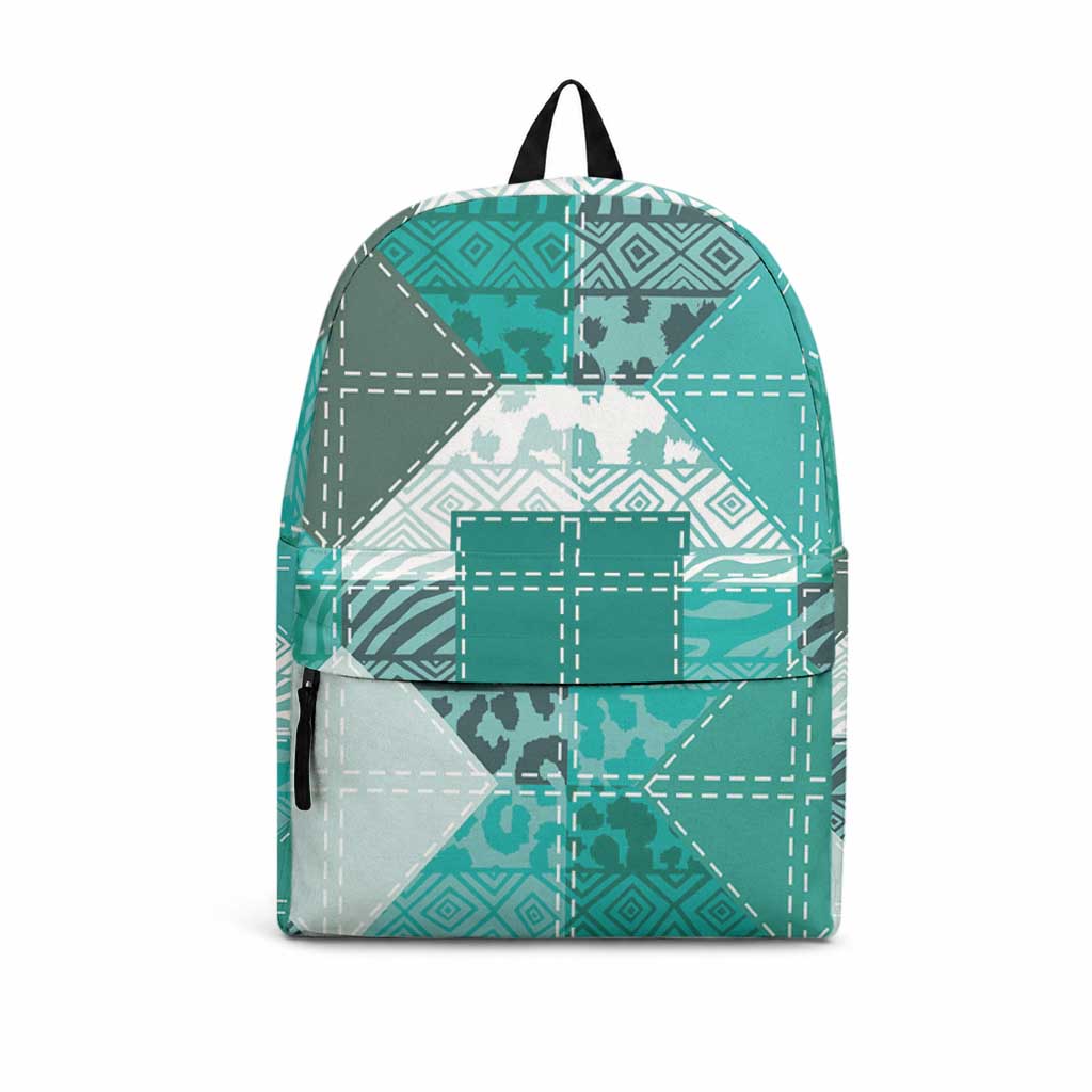 African American Quilt Inspired Backpack Wild Animal Skin African Turquoise Tribal Elements