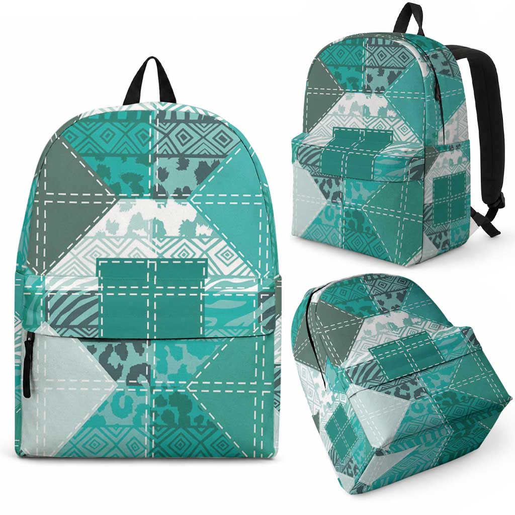 African American Quilt Inspired Backpack Wild Animal Skin African Turquoise Tribal Elements