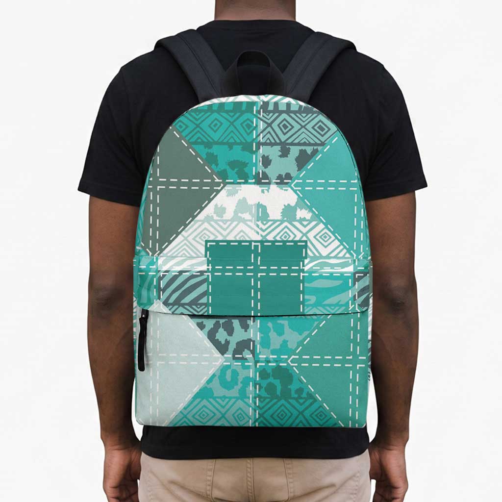 African American Quilt Inspired Backpack Wild Animal Skin African Turquoise Tribal Elements