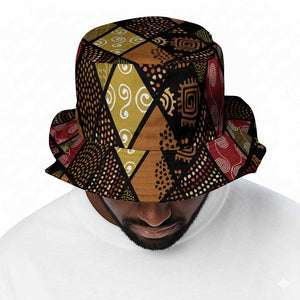 African American Quilt Inspired Bucket Hat Ethnic Bohemian Rhombus Patchwork