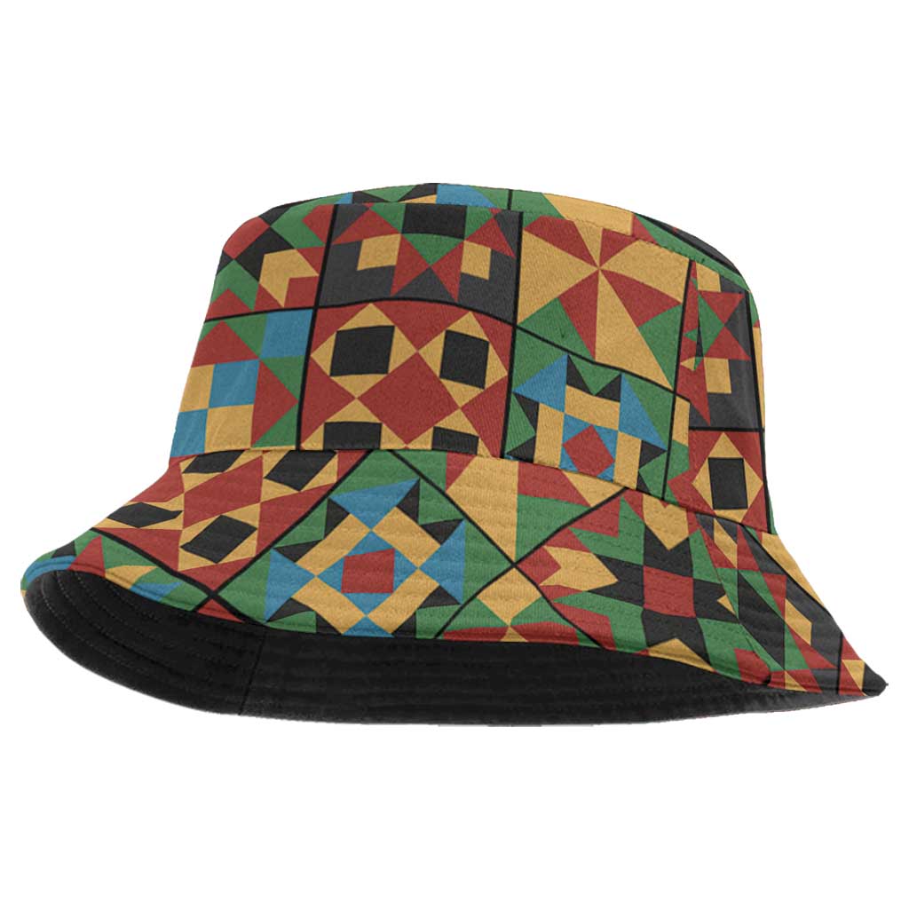African American Quilt Inspired Bucket Hat Freedom Quilt Symbolic Patchwork