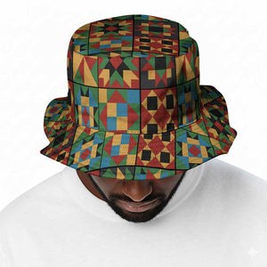 African American Quilt Inspired Bucket Hat Freedom Quilt Symbolic Patchwork