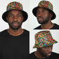 African American Quilt Inspired Bucket Hat Freedom Quilt Symbolic Patchwork