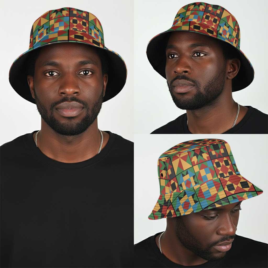 African American Quilt Inspired Bucket Hat Freedom Quilt Symbolic Patchwork