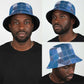 African American Quilt Inspired Bucket Hat Wild Animal Skin African Blue Tribal Elements