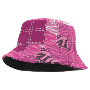 African American Quilt Inspired Bucket Hat Wild Animal Skin African Pink Tribal Elements