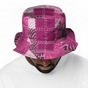 African American Quilt Inspired Bucket Hat Wild Animal Skin African Pink Tribal Elements