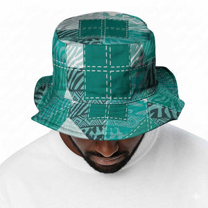 African American Quilt Inspired Bucket Hat Wild Animal Skin African Turquoise Tribal Elements